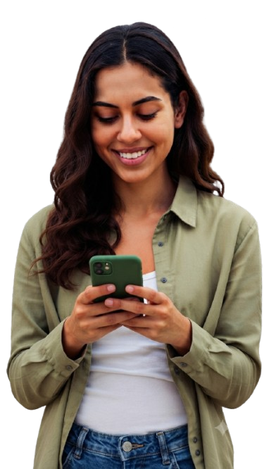 Persona usando su celular para solicitar prestamo